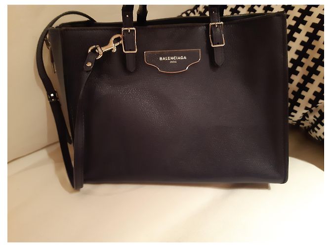 Borsa Balenciaga Papier mini blu in pelle - vista 6