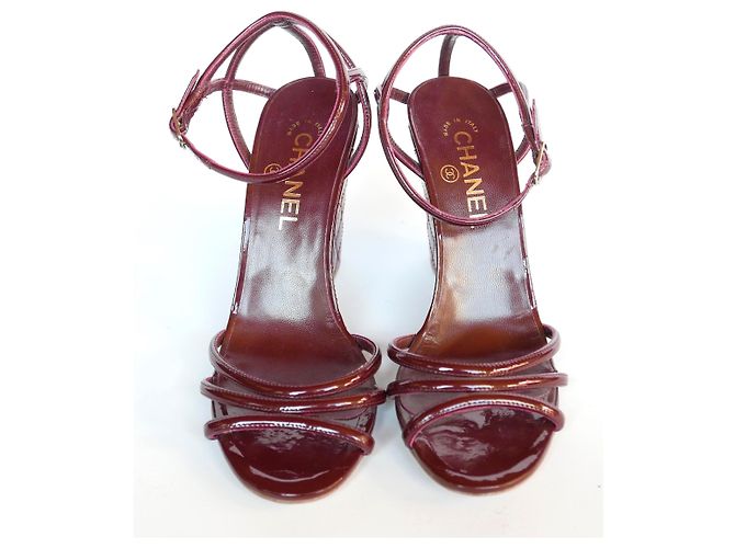 Chanel Zeppe trapuntate bordeaux Bordò - vista 2
