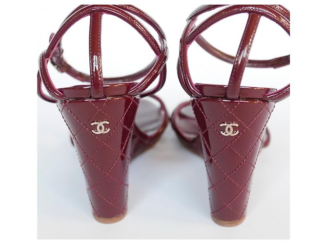 Chanel Zeppe trapuntate bordeaux Bordò - vista 3