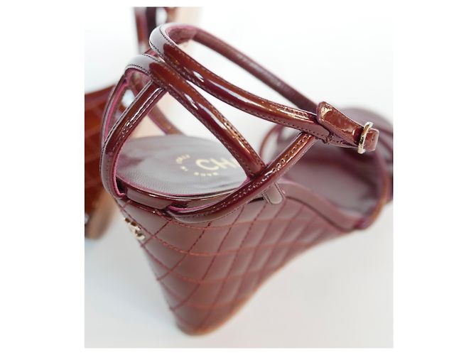 Chanel Zeppe trapuntate bordeaux Bordò - vista 6