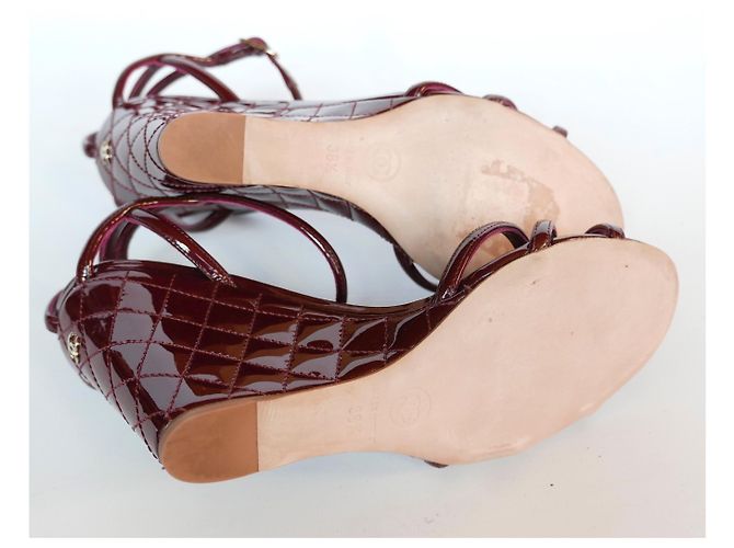 Chanel Zeppe trapuntate bordeaux Bordò - vista 7