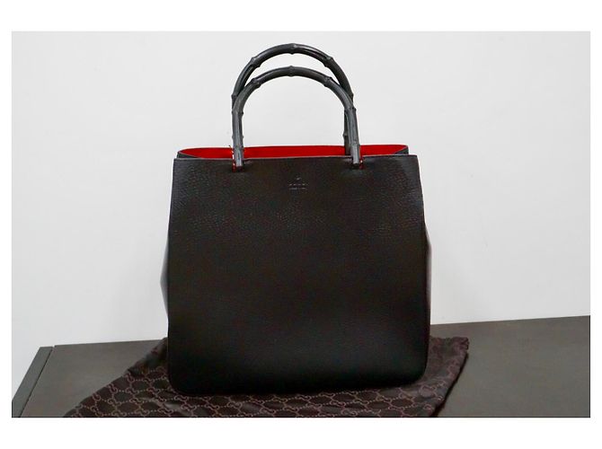 Marmont Bolsa Gucci de couro preto de bambu para noite com alça com alça - vista 6