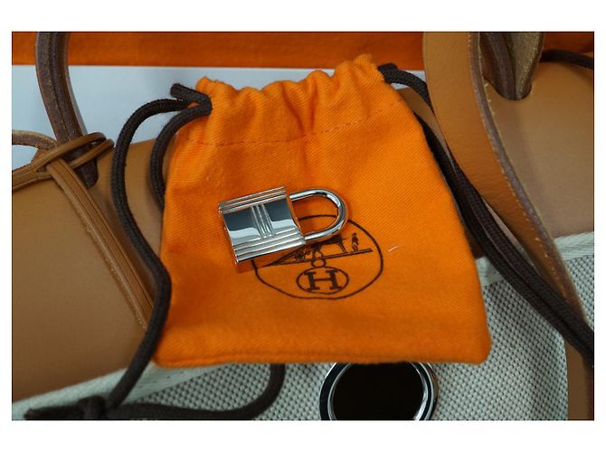 Hermès Herbag PM 2 nel 1 Borsa a tracolla in pelle naturale canvas 31 Crudo - vista 3
