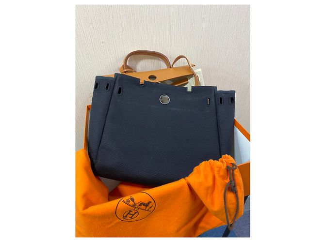 Hermès Herbag PM 2 nel 1 Borsa a tracolla in pelle naturale canvas 31 Crudo - vista 7