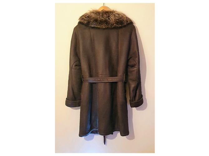 No Name Lamm-Shearling-Mantel mit Fuchskragen - Ansicht 2