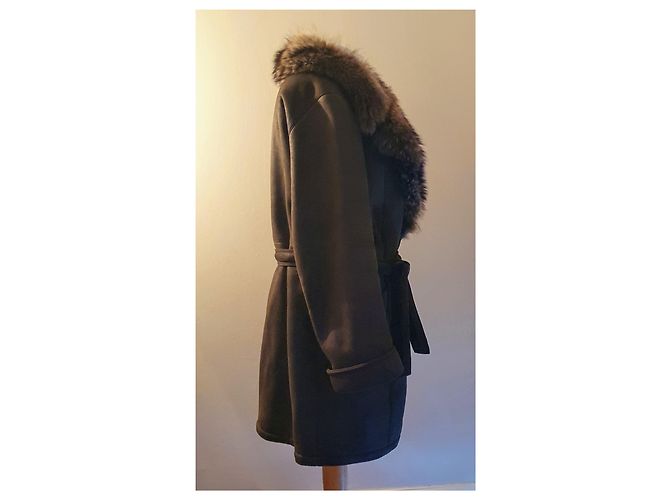 No Name Lamm-Shearling-Mantel mit Fuchskragen - Ansicht 3