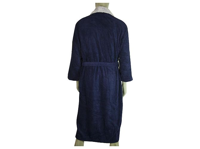 Hermès Hermes Blue & Lavender Soft Cotton Herren Bademantel Bademantel w. Emblem - Ansicht 4