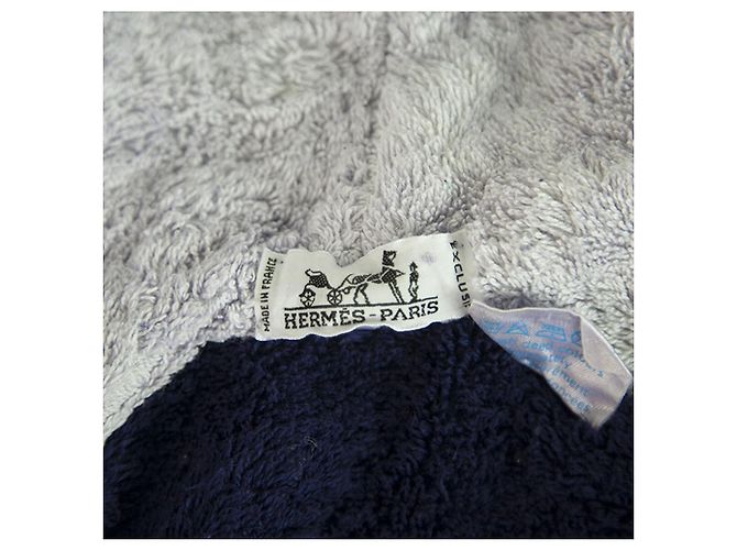 Hermès Hermes Blue & Lavender Soft Cotton Herren Bademantel Bademantel w. Emblem - Ansicht 5