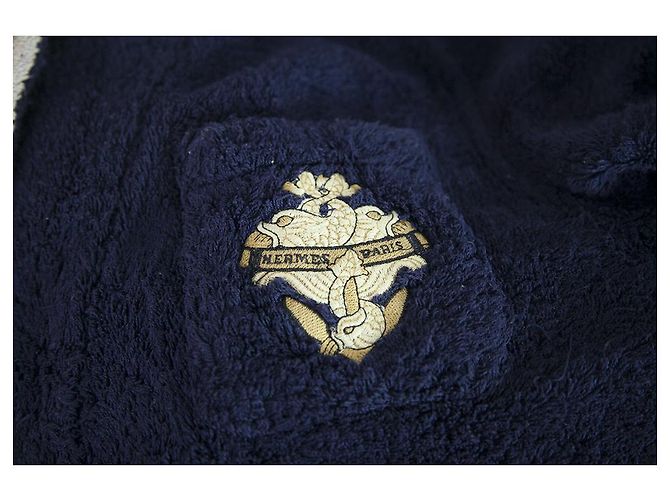 Hermès Hermes Blue & Lavender Soft Cotton Herren Bademantel Bademantel w. Emblem - Ansicht 7