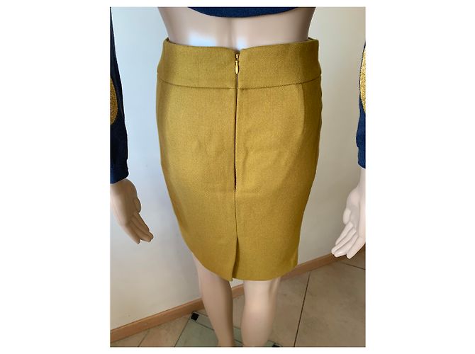 J.Crew Serge Bleistiftrock in Bronze Ocker Wolle Gelb - Ansicht 3