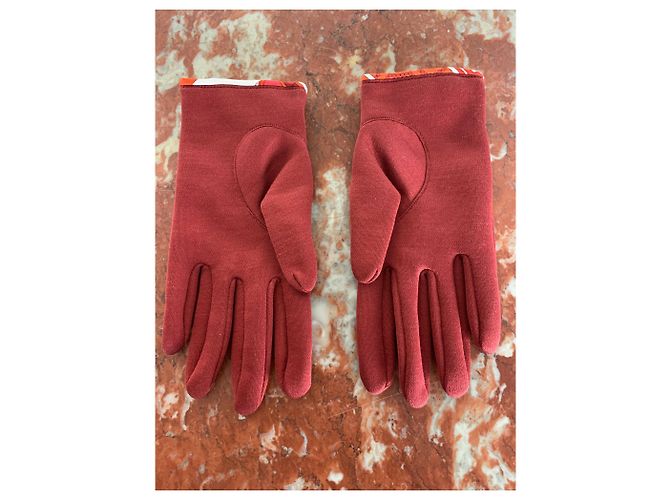 Luvas de seda Hermès vermelhas Vermelho - vista 6