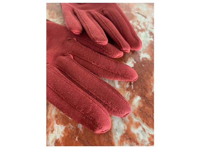 Luvas de seda Hermès vermelhas Vermelho - vista 7