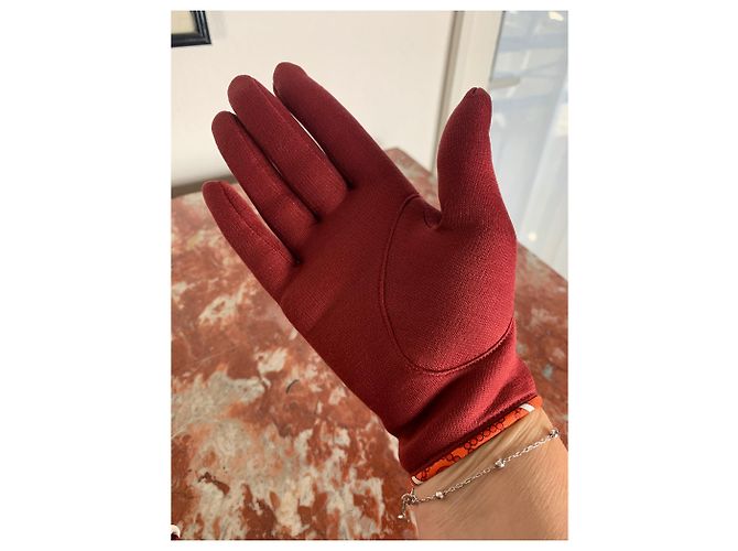 Luvas de seda Hermès vermelhas Vermelho - vista 9
