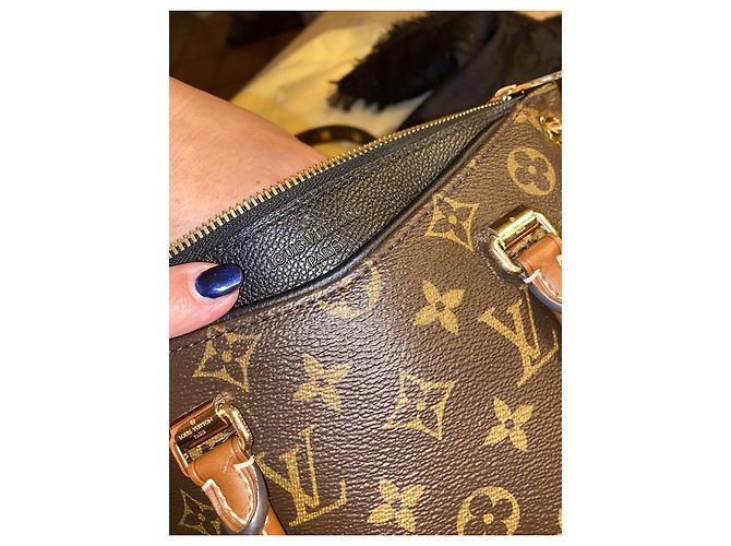 Borsa a mano Louis Vuitton Pallas BB in Pelle Marrone Cioccolato - vista 4