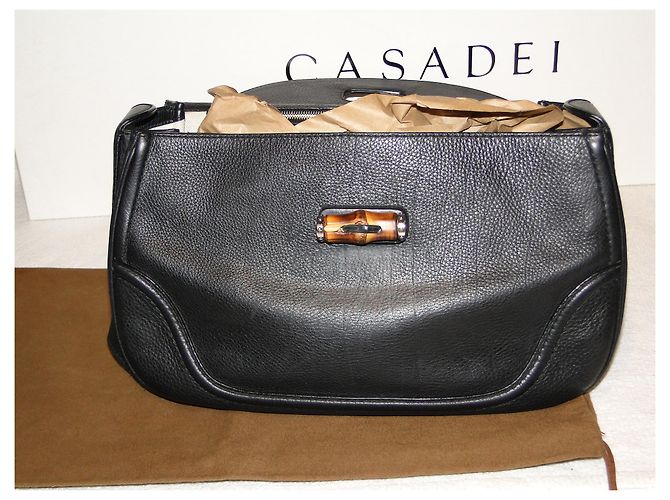 Gucci Borsa bamboo grande in pelle martellata nera MAGNIFIQUE - vista 4