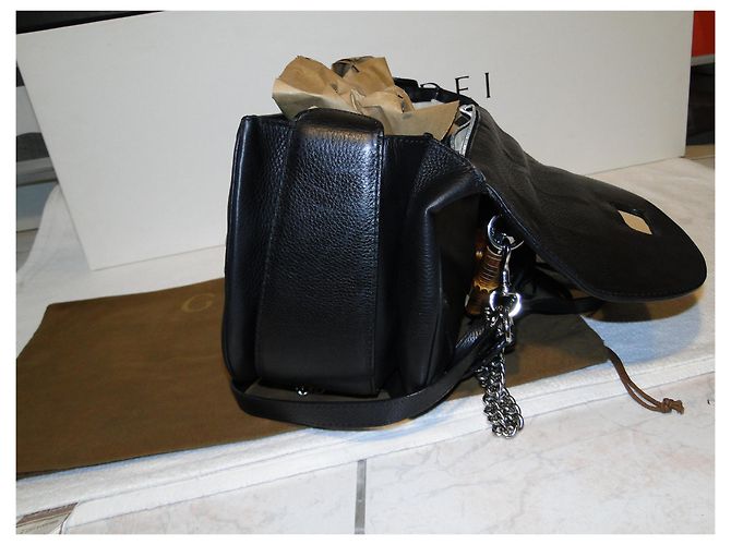 Gucci Borsa bamboo grande in pelle martellata nera MAGNIFIQUE - vista 8