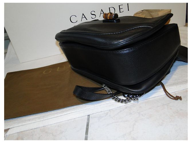 Gucci Borsa bamboo grande in pelle martellata nera MAGNIFIQUE - vista 9