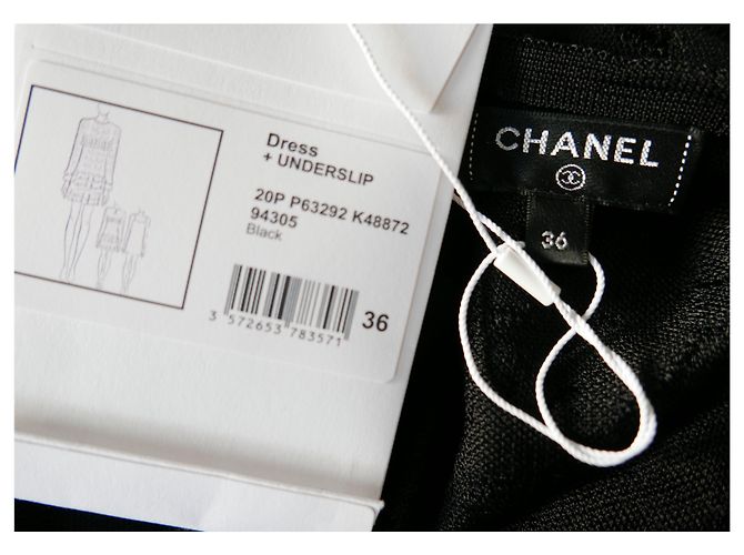 Chanel SS20 Rüschen CC Strickkleid Schwarz - Ansicht 11