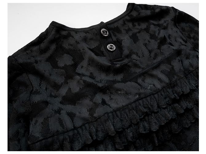 Chanel SS20 Rüschen CC Strickkleid Schwarz - Ansicht 5