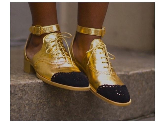 CHANEL Derby d'oro T40,5 Modello di punta della collezione IT! Gold hardware - vista 4
