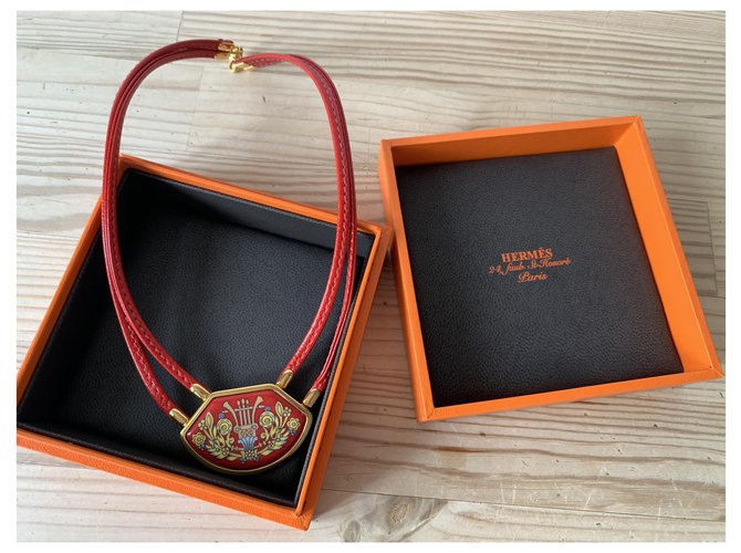 Hermès Halsketten Rot Gold hardware - Ansicht 15