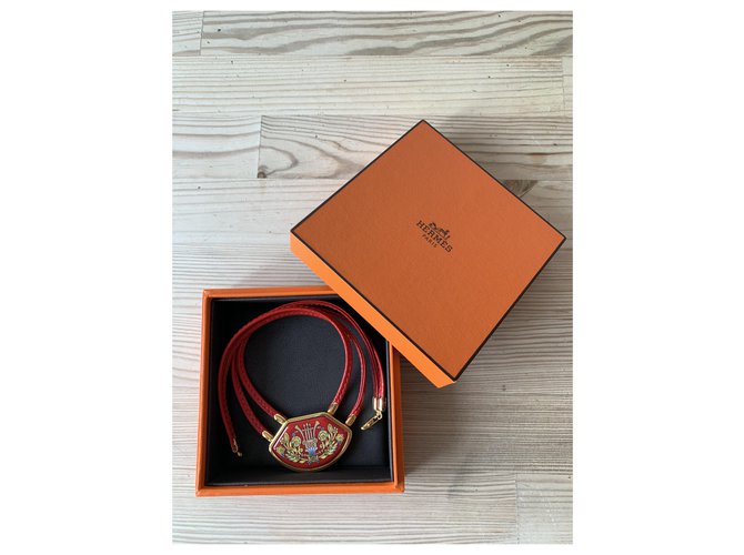 Hermès Halsketten Rot Gold hardware - Ansicht 8