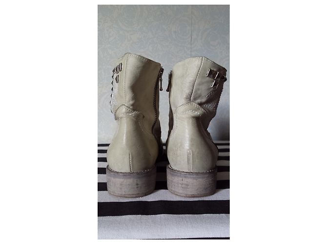 Botas western de piel beige Strategia - vista 4