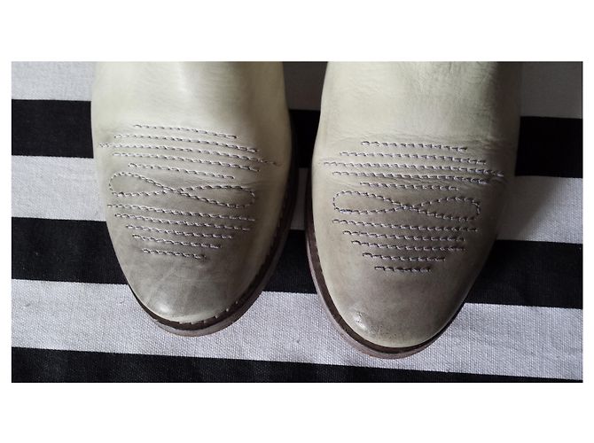 Botas western de piel beige Strategia - vista 5