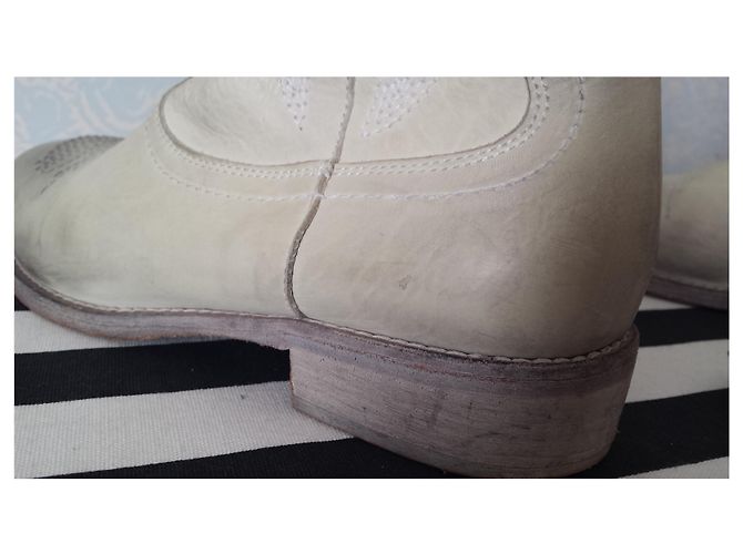 Botas western de piel beige Strategia - vista 7