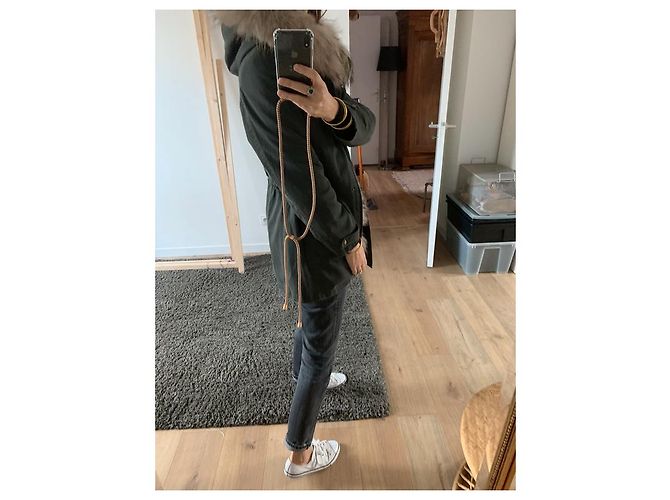 Parka Berenice de pelo de cachemira con capucha extraíble caqui - vista 11