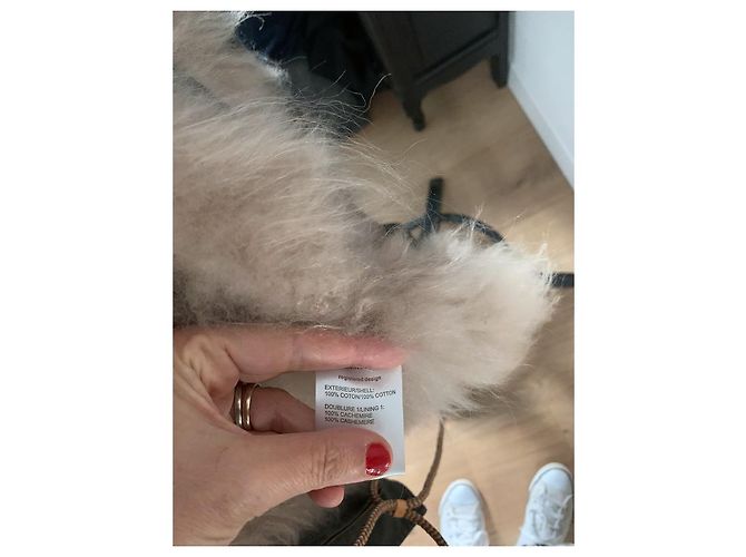 Parka Berenice de pelo de cachemira con capucha extraíble caqui - vista 3