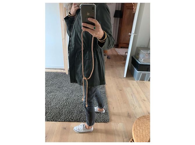 Parka Berenice de pelo de cachemira con capucha extraíble caqui - vista 4