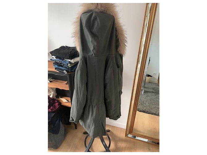 Parka Berenice de pelo de cachemira con capucha extraíble caqui - vista 5