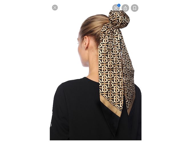 Burberry FOULARD CAPELLI MONOGRAMMA MARRONE - vista 10
