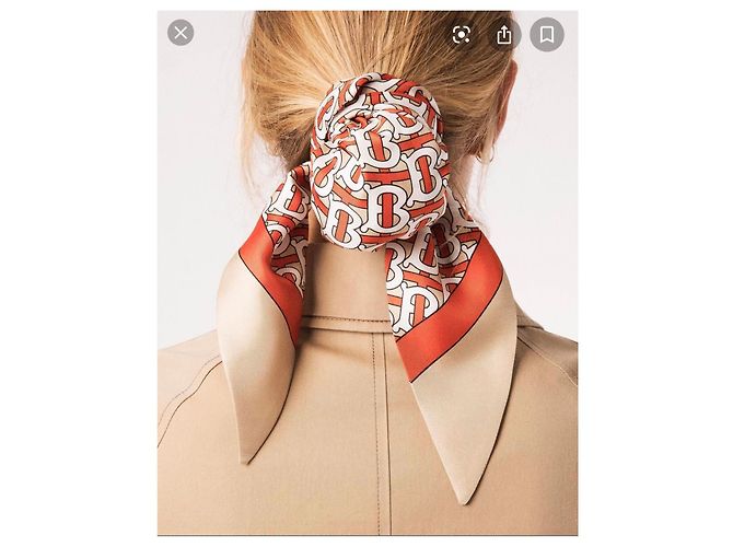 Burberry FOULARD CAPELLI MONOGRAMMA MARRONE - vista 9