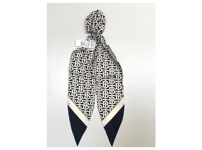 Burberry FOULARD CAPELLI MONOGRAMMA BIANCO NERO - vista 8