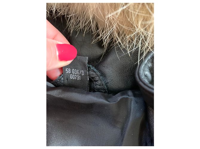 Autre Marque Abrigo de cuero negro y piel real XXL - vista 4