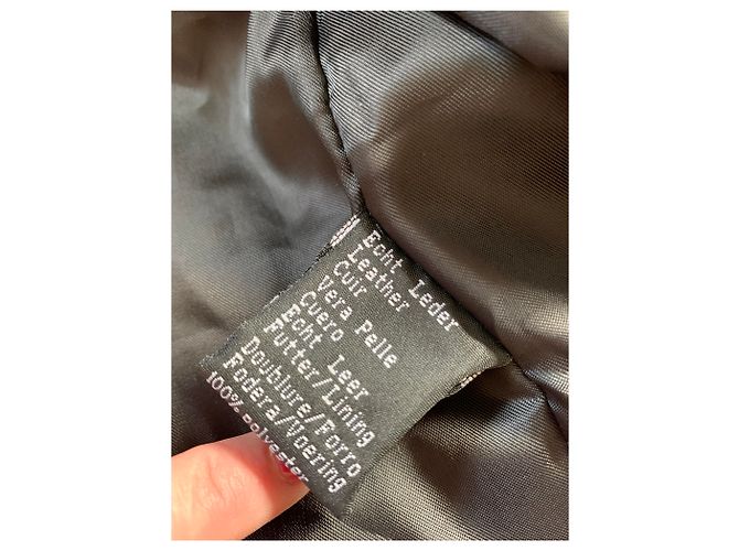 Autre Marque Abrigo de cuero negro y piel real XXL - vista 5