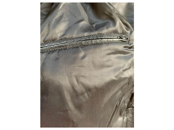 Autre Marque Abrigo de cuero negro y piel real XXL - vista 6