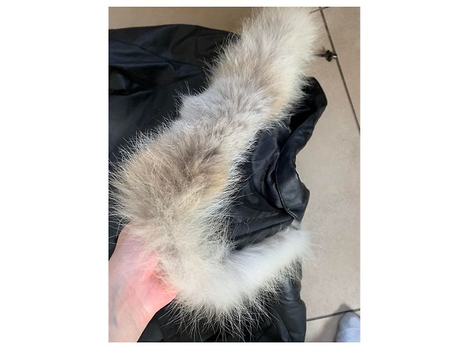 Autre Marque Abrigo de cuero negro y piel real XXL - vista 8