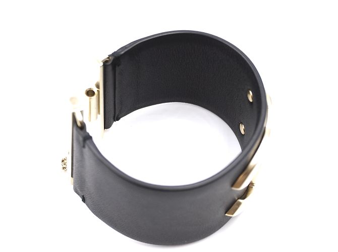 Polsino con lucchetto CC Glide largo in pelle nera oro Chanel Nero - vista 10