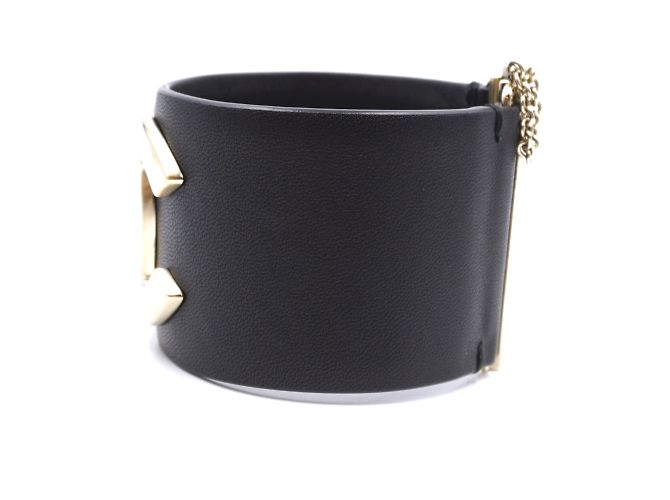 Polsino con lucchetto CC Glide largo in pelle nera oro Chanel Nero - vista 3