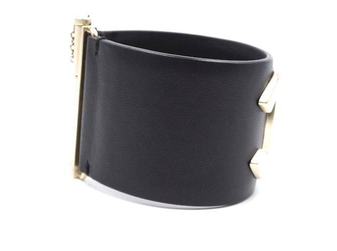 Polsino con lucchetto CC Glide largo in pelle nera oro Chanel Nero - vista 5