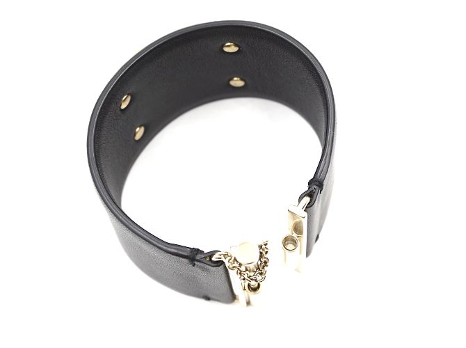 Polsino con lucchetto CC Glide largo in pelle nera oro Chanel Nero - vista 6