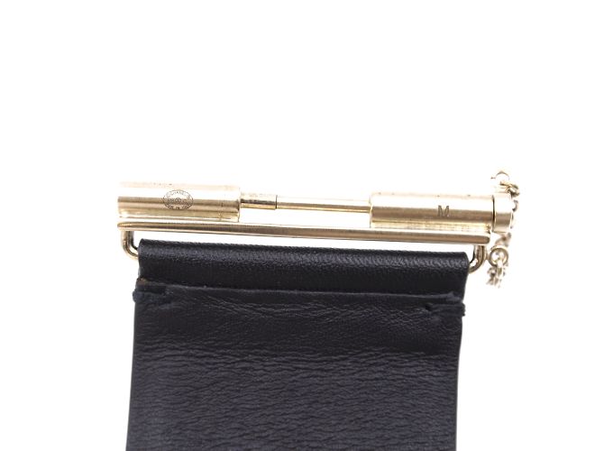 Polsino con lucchetto CC Glide largo in pelle nera oro Chanel Nero - vista 7