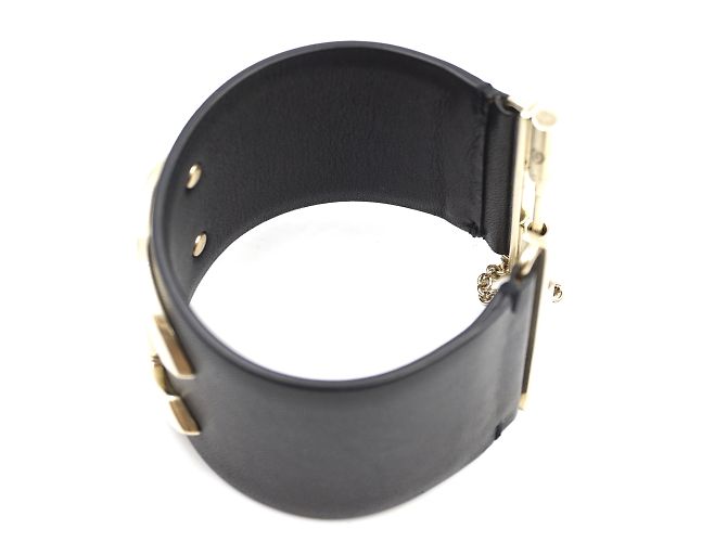 Polsino con lucchetto CC Glide largo in pelle nera oro Chanel Nero - vista 8