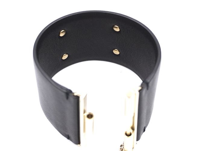 Polsino con lucchetto CC Glide largo in pelle nera oro Chanel Nero - vista 9