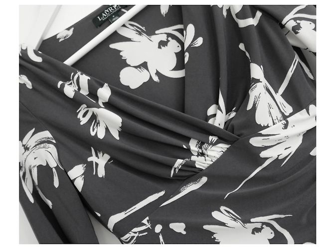 Ralph Lauren Graues Blumenjersey-Kleid Anthrazitgrau - Ansicht 2