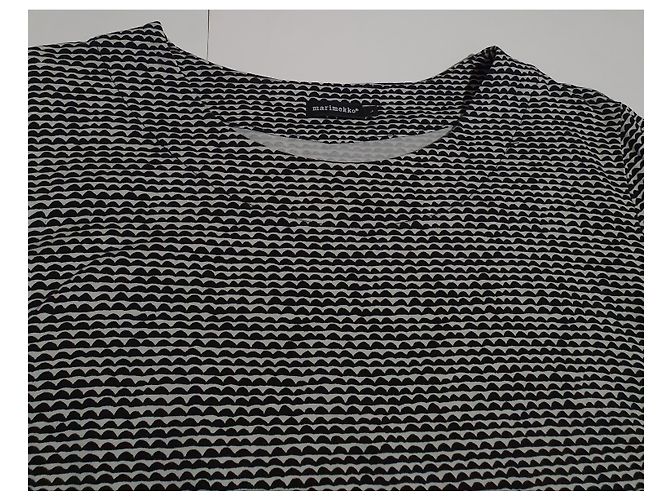 Camicetta lunga Marimekko nera e bianca in cotone Taglia L Nero Bianco - vista 4