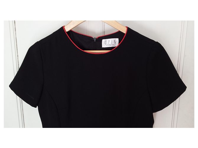 Autre Marque PPRNP Kleid Schwarz mit roter Paspelierung Kurzarm Größe S - Ansicht 6